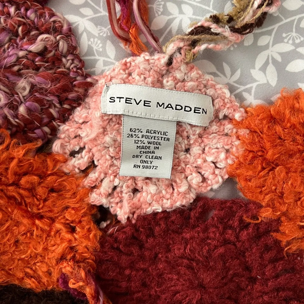 Steve Madden Multicolor Fringe Patchwork Knit Scarf - Picture 3 of 3